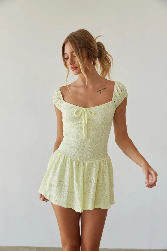 Mini dresses with off - the - shoulder stylesMeyer Lace Puff Sleeve Mini Dress