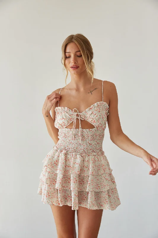 Mini dresses with ribbed textures for a unique appearanceMirabelle Floral Keyhole Cutout Romper Mini dresses with ribbed textures for a unique appearanceMirabelle Floral Keyhole Cutout Romper