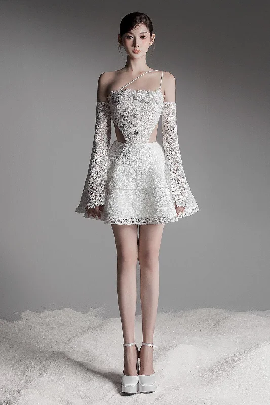 Mini dresses with gathered skirts for a voluminous effectVerni Fit and Flare Cut-Out Lace Mini Dress Mini dresses with gathered skirts for a voluminous effectVerni Fit and Flare Cut-Out Lace Mini Dress