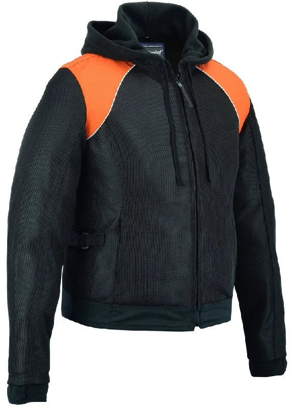 Women's cropped leather jackets with silver zippers for a punk - inspired outfitDS827 Women's Mesh 3-in-1 Riding Jacket (Black/Orange) Women's cropped leather jackets with silver zippers for a punk - inspired outfitDS827 Women's Mesh 3-in-1 Riding Jacket (Black/Orange)