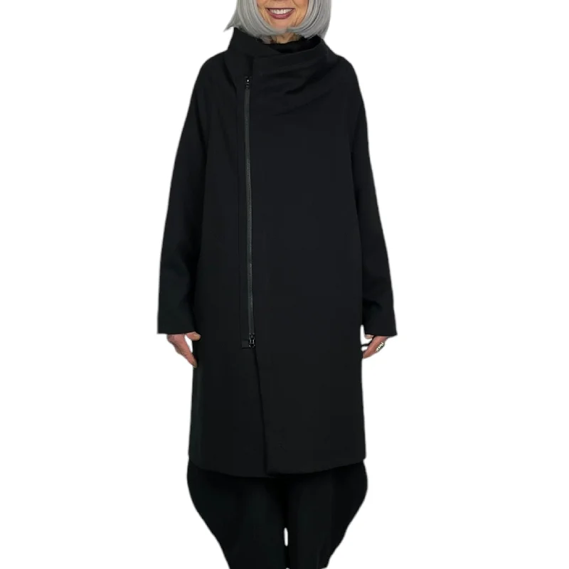 Women's longline double - breasted camel coats for a sophisticated lookZIP FRONT PONTE COAT Women's longline double - breasted camel coats for a sophisticated lookZIP FRONT PONTE COAT