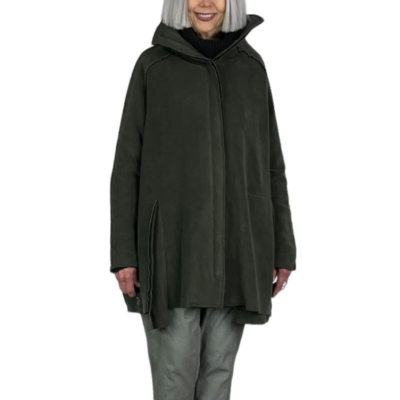 Women's windbreaker jackets with adjustable hoods for windy daysBONDED FLEECE LONG JACKET