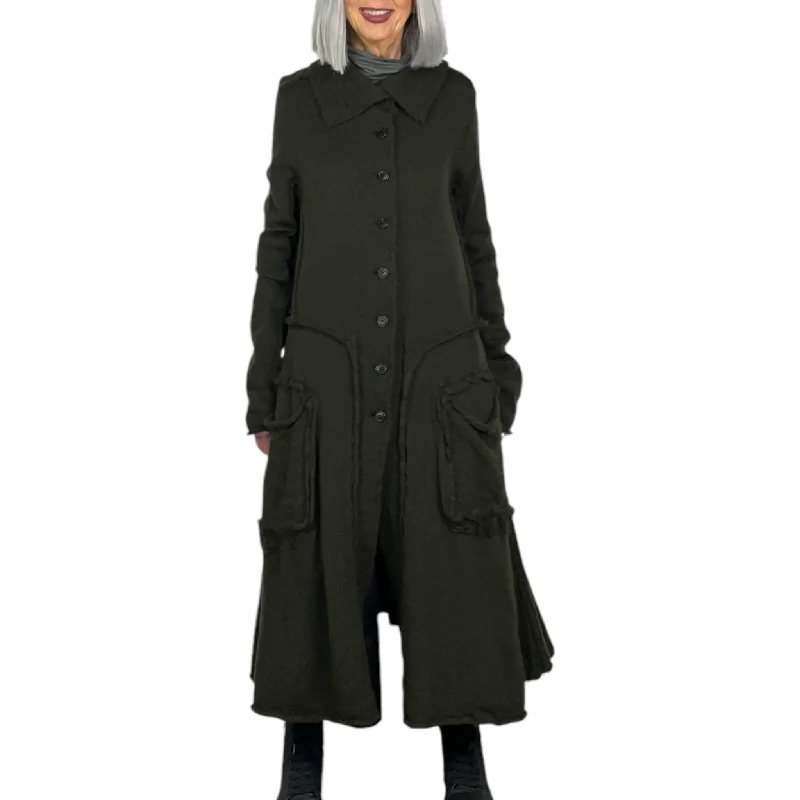 Women's cropped leather coats with silver studs for an edgy lookBOILED WOOL COAT