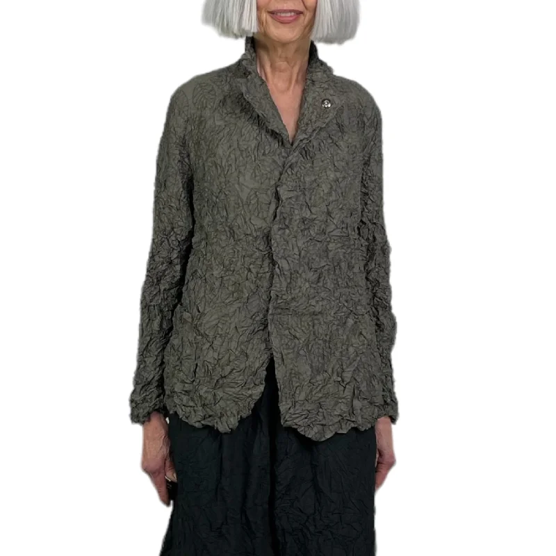 Women's double - breasted tweed jackets in classic colors for a sophisticated office lookLEAF PRINT PLEATED SHORT JACKET Women's double - breasted tweed jackets in classic colors for a sophisticated office lookLEAF PRINT PLEATED SHORT JACKET