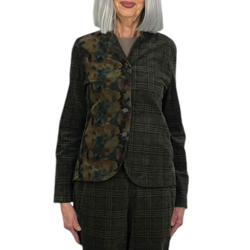 Women's trench coats with a removable belt for customizable stylingPLAID/FLORAL ADEL JACKET Women's trench coats with a removable belt for customizable stylingPLAID/FLORAL ADEL JACKET