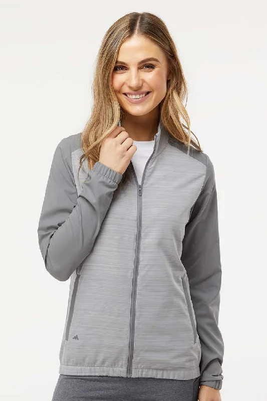 Women's bomber jackets with a holographic finish for a futuristic and eye - catching lookAdidas Womens Colorblock Water Resistant Full Zip Windshirt Jacket - Grey/Heather Grey Women's bomber jackets with a holographic finish for a futuristic and eye - catching lookAdidas Womens Colorblock Water Resistant Full Zip Windshirt Jacket - Grey/Heather Grey