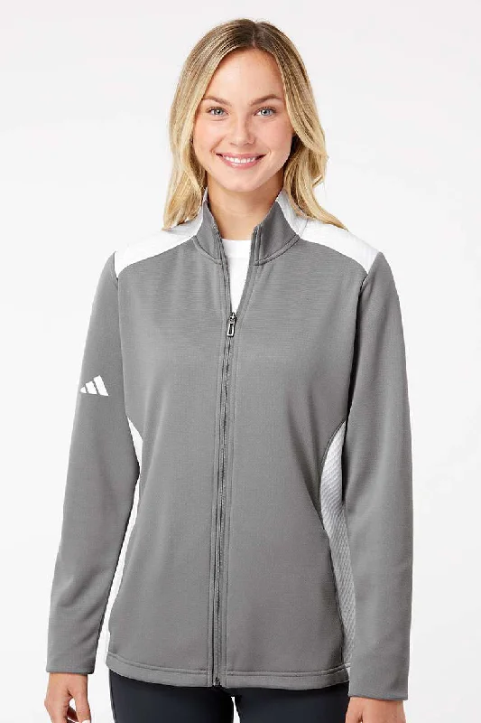 Women's cropped leather jackets with silver zippers for a punk - inspired outfitAdidas Womens Textured Mixed Media Full Zip Jacket - Grey/White Women's cropped leather jackets with silver zippers for a punk - inspired outfitAdidas Womens Textured Mixed Media Full Zip Jacket - Grey/White
