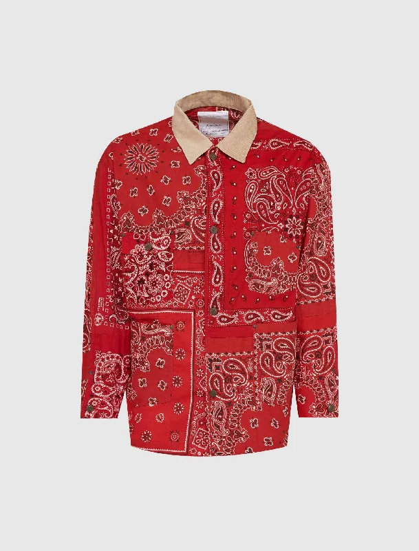 Embroidered women's cotton coats in a bohemian pattern for a unique designBANDANA BURN COAT Embroidered women's cotton coats in a bohemian pattern for a unique designBANDANA BURN COAT