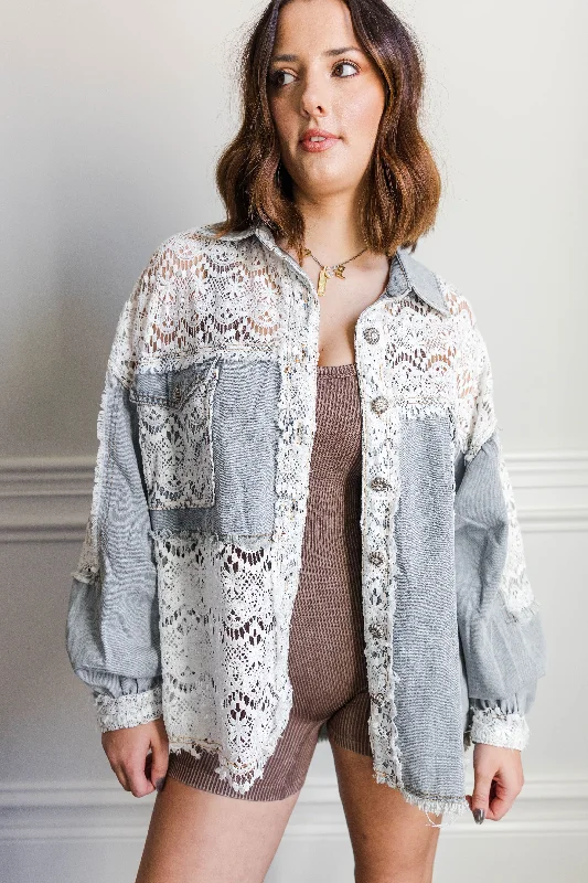 Women's cropped leather jackets with a fringe detail for a western - inspired outfitBella Lace Shacket Women's cropped leather jackets with a fringe detail for a western - inspired outfitBella Lace Shacket