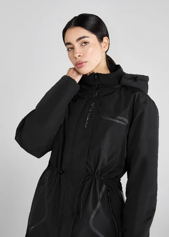Women's military - style jackets with epaulets for a tough and fashionable appearanceBlack Fleece Lined Rain Jacket Women's military - style jackets with epaulets for a tough and fashionable appearanceBlack Fleece Lined Rain Jacket