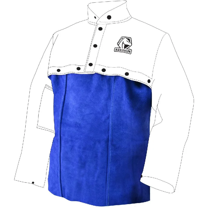 Women's cropped down jackets in bold colors for a sporty and fashionable winter outfitBlack Stallion Split Cowhide Leather Bib - AL1020-BL