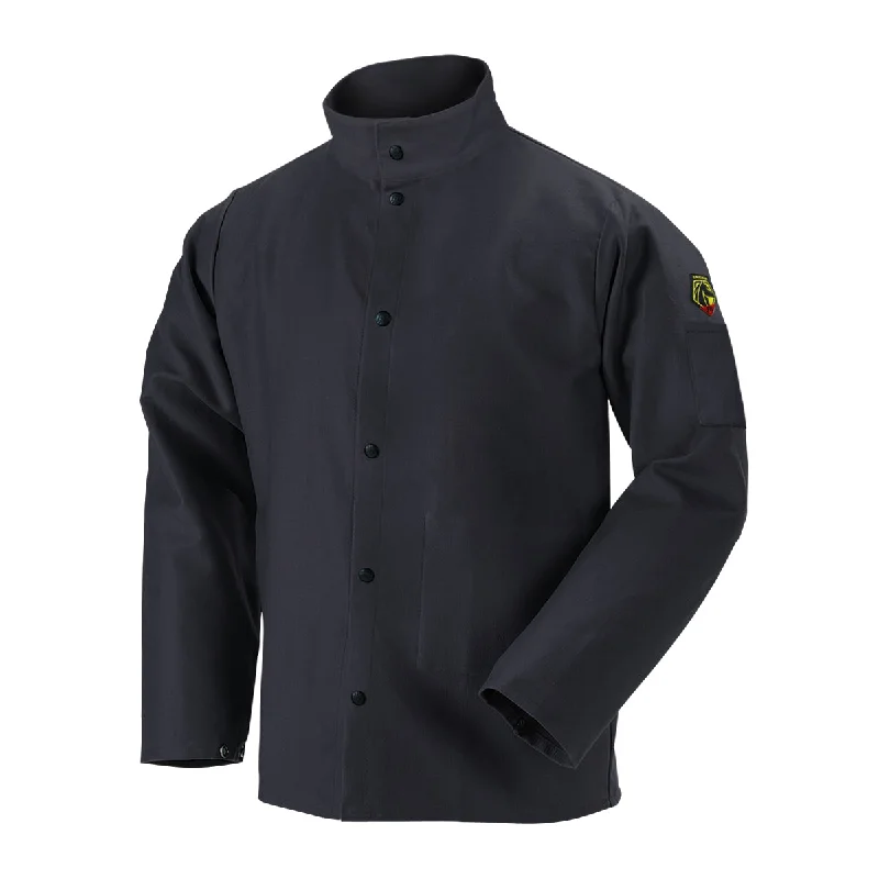 Women's double - breasted tweed jackets in classic colors for a sophisticated office lookBlack Stallion TruGuard 200 FR Cotton Welding Jacket, Black - FBK9-30C Women's double - breasted tweed jackets in classic colors for a sophisticated office lookBlack Stallion TruGuard 200 FR Cotton Welding Jacket, Black - FBK9-30C