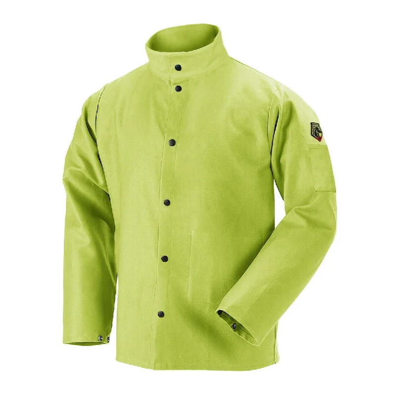 Women's cropped leather jackets with a fringe detail for a western - inspired outfitBlack Stallion TruGuard 200 FR Cotton Welding Jacket, Lime - FL9-30C