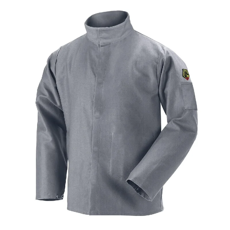 Women's cropped satin jackets in pastel shades for a glamorous evening outBlack Stallion Gray FR Cotton Welding Jacket - JF2220-GY