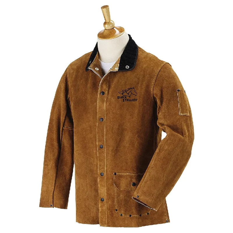 Women's cropped down jackets in bold colors for a sporty and fashionable winter outfitBlack Stallion Split Cowhide Welding Jacket - 30WC Women's cropped down jackets in bold colors for a sporty and fashionable winter outfitBlack Stallion Split Cowhide Welding Jacket - 30WC