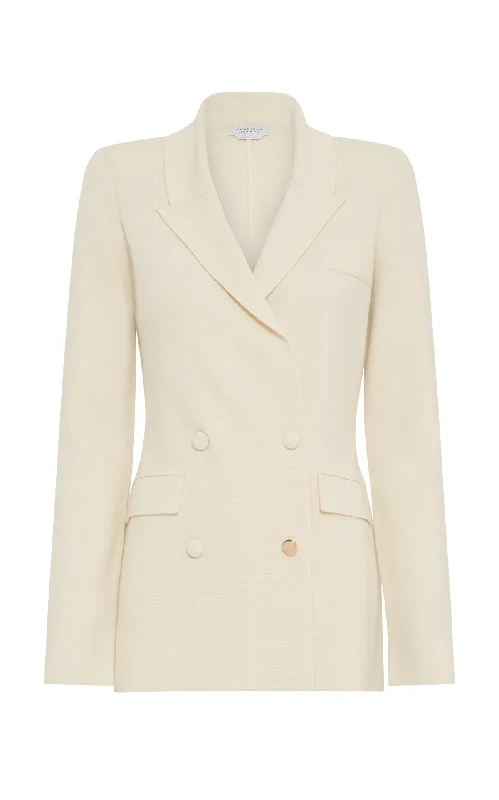 Women's knee - length wool blend coats with a fur collar for added warmthBowen Knit Jacket in Ivory Wool Women's knee - length wool blend coats with a fur collar for added warmthBowen Knit Jacket in Ivory Wool