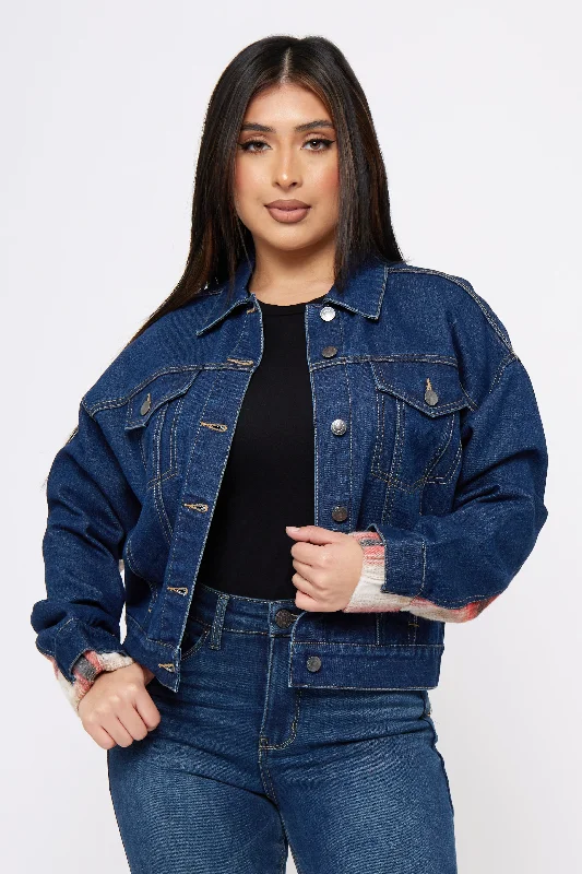 Women's pea coats in a plus - size fit for a flattering and warm winter coatBrushed Flannel Denim Mix Women's pea coats in a plus - size fit for a flattering and warm winter coatBrushed Flannel Denim Mix