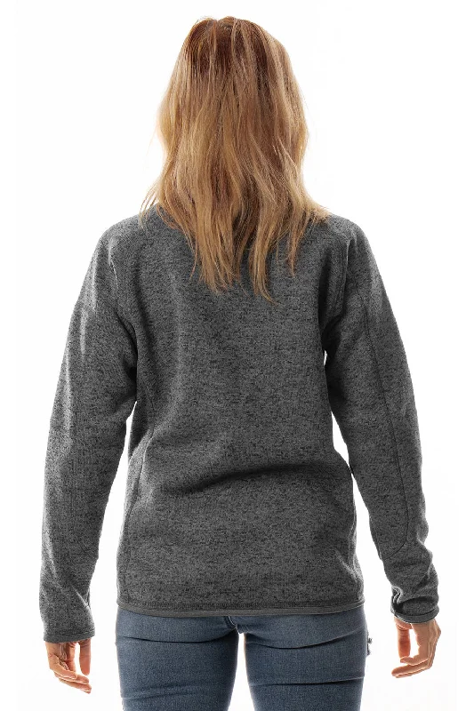 Women's pea coats in a plus - size fit for a flattering and warm winter coatBurnside Womens Sweater Knit Full Zip Jacket - Heather Charcoal Grey Women's pea coats in a plus - size fit for a flattering and warm winter coatBurnside Womens Sweater Knit Full Zip Jacket - Heather Charcoal Grey