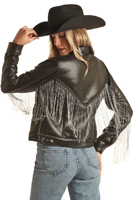 Women's reversible down coats with two - tone designs for versatile stylingWomen's Rock & Roll Cowgirl Sherpa Lined Jacket #BW92D03028 Women's reversible down coats with two - tone designs for versatile stylingWomen's Rock & Roll Cowgirl Sherpa Lined Jacket #BW92D03028
