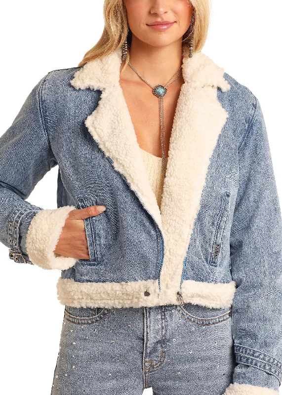 Checkered women's wool coats in a classic pattern for a timeless styleWomen's Rock & Roll Cowgirl Denim Jacket #BW92D05346 Checkered women's wool coats in a classic pattern for a timeless styleWomen's Rock & Roll Cowgirl Denim Jacket #BW92D05346