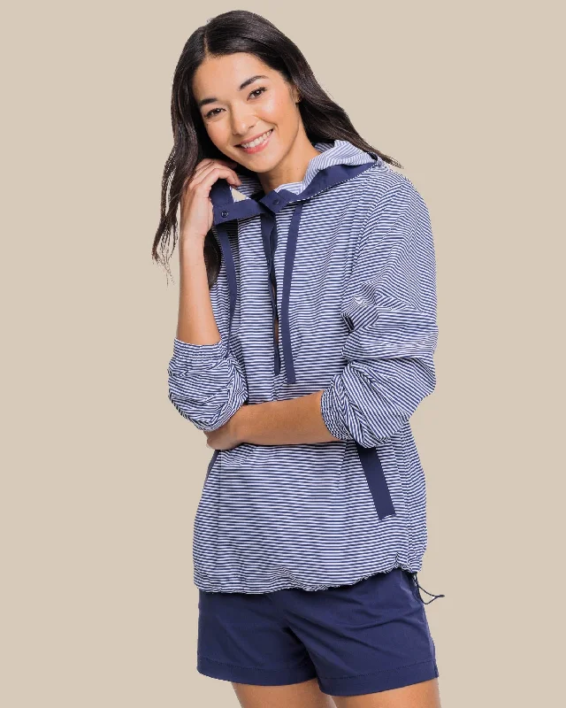 Women's double - breasted tweed jackets in classic colors for a sophisticated office lookCalie Skip Stripe Popover Women's double - breasted tweed jackets in classic colors for a sophisticated office lookCalie Skip Stripe Popover