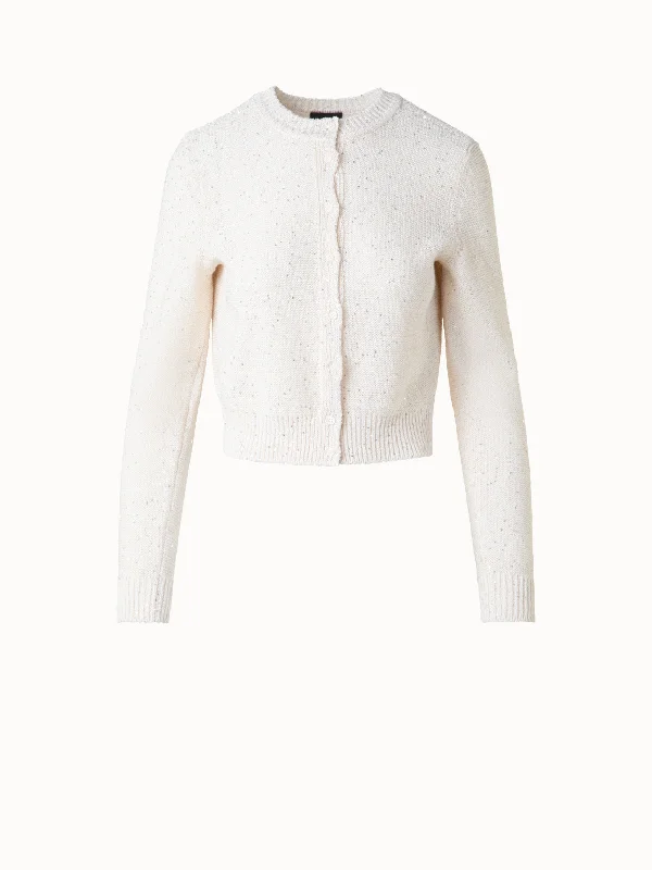 Women's quilted puffer jackets in a cropped silhouette for a modern twistCardigan in Linen Cotton with Micro Sequins Women's quilted puffer jackets in a cropped silhouette for a modern twistCardigan in Linen Cotton with Micro Sequins