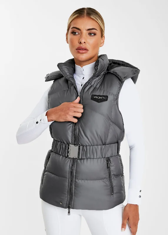 Women's reversible down coats with two - tone designs for versatile stylingSecond Quality - Charcoal Belted Gilet Women's reversible down coats with two - tone designs for versatile stylingSecond Quality - Charcoal Belted Gilet