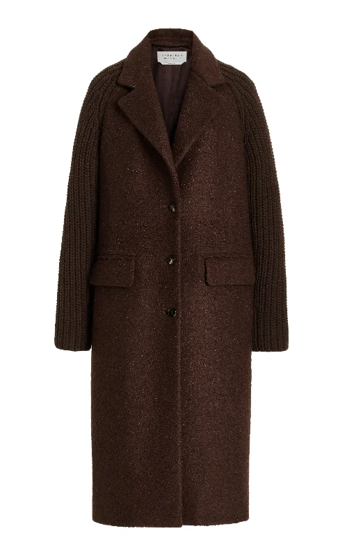 Women's longline double - breasted camel coats for a sophisticated lookCharles Coat in Chocolate Cashmere Boucle Women's longline double - breasted camel coats for a sophisticated lookCharles Coat in Chocolate Cashmere Boucle