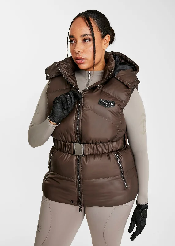 Women's faux fur coats in bright colors for a bold fashion statementSecond Quality - Chocolate Belted Gilet Women's faux fur coats in bright colors for a bold fashion statementSecond Quality - Chocolate Belted Gilet