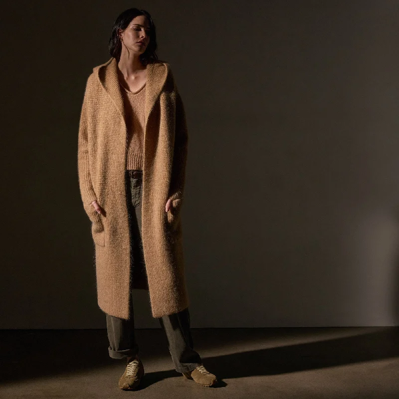 Women's bomber jackets with a holographic finish for a futuristic and eye - catching lookChunky Waffle Knit Hooded Coat - Camel Women's bomber jackets with a holographic finish for a futuristic and eye - catching lookChunky Waffle Knit Hooded Coat - Camel