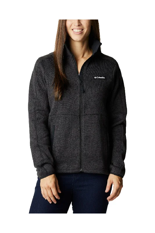 Women's cropped leather jackets with silver zippers for a punk - inspired outfitColumbia Womens Sweater Weather Full Zip Jacket - Heather Black Women's cropped leather jackets with silver zippers for a punk - inspired outfitColumbia Womens Sweater Weather Full Zip Jacket - Heather Black