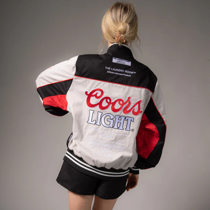 Women's long - line cardigan jackets in a soft knit for a cozy and elegant lookCoors Light Official Team Racing Jacket- Black Women's long - line cardigan jackets in a soft knit for a cozy and elegant lookCoors Light Official Team Racing Jacket- Black