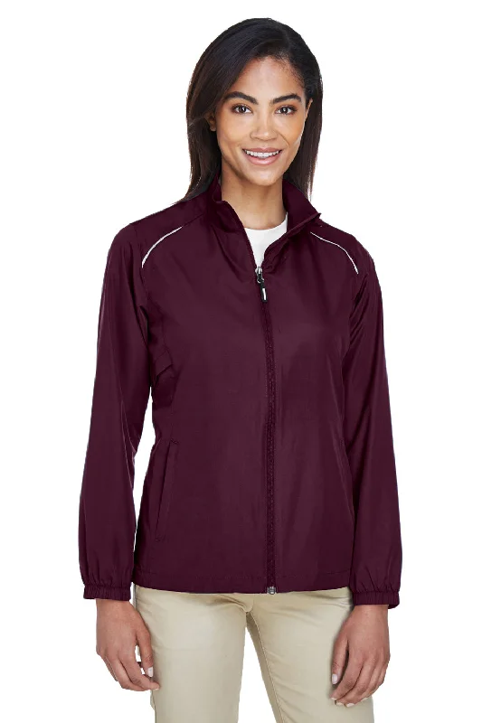 Women's windbreaker jackets with adjustable hoods for windy daysCore 365 Womens Motivate Water Resistant Full Zip Jacket - Burgundy Women's windbreaker jackets with adjustable hoods for windy daysCore 365 Womens Motivate Water Resistant Full Zip Jacket - Burgundy