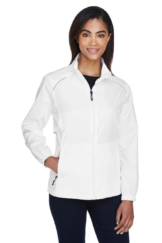 Women's bomber jackets with floral embroidery for a feminine and unique designCore 365 Womens Motivate Water Resistant Full Zip Jacket - White Women's bomber jackets with floral embroidery for a feminine and unique designCore 365 Womens Motivate Water Resistant Full Zip Jacket - White