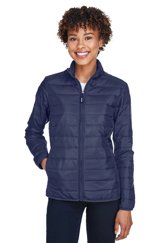 Women's cropped leather jackets with silver zippers for a punk - inspired outfitCore 365 Womens Prevail Packable Puffer Water Resistant Full Zip Jacket - Classic Navy Blue Women's cropped leather jackets with silver zippers for a punk - inspired outfitCore 365 Womens Prevail Packable Puffer Water Resistant Full Zip Jacket - Classic Navy Blue
