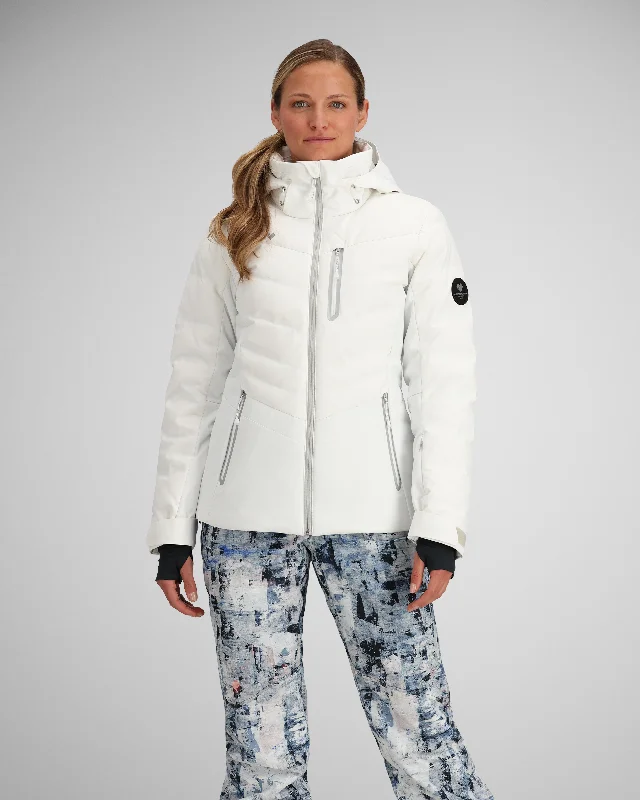 Women's cropped satin jackets in pastel shades for a glamorous evening outCosima Down Jacket | White