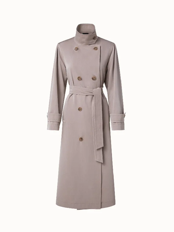 Women's pea coats with brass buttons for a nautical - inspired styleCotton Silk Gabardine Trenchcoat Women's pea coats with brass buttons for a nautical - inspired styleCotton Silk Gabardine Trenchcoat