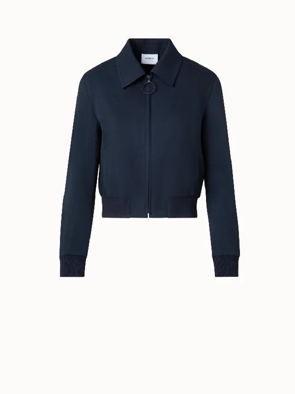 Women's cropped satin jackets in pastel shades for a glamorous evening outCropped Bomber Jacket in Cool Wool