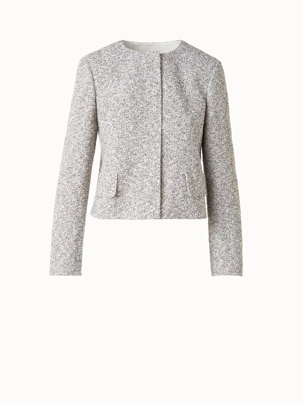 Women's bomber jackets with floral embroidery for a feminine and unique designCropped Bouclé Tweed Jacket Women's bomber jackets with floral embroidery for a feminine and unique designCropped Bouclé Tweed Jacket