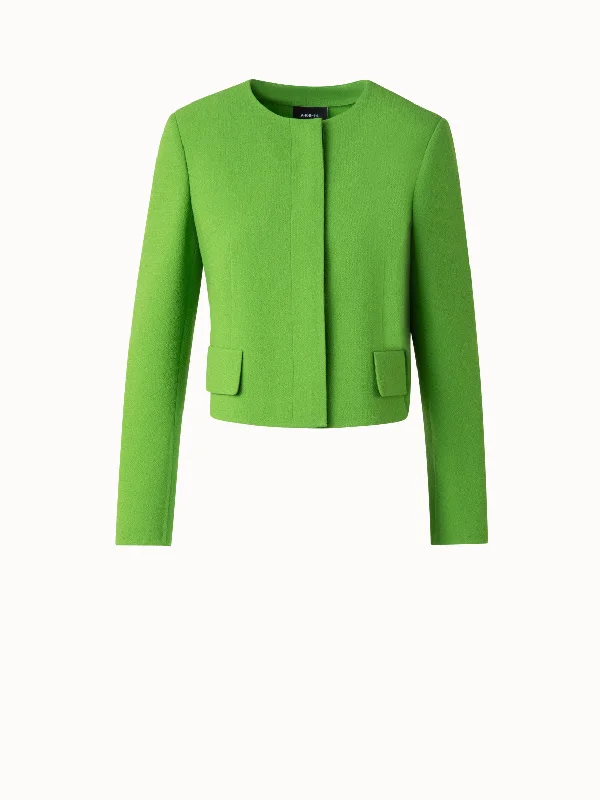 Women's cropped leather jackets with silver zippers for a punk - inspired outfitCropped Jacket in Wool Double-Face Women's cropped leather jackets with silver zippers for a punk - inspired outfitCropped Jacket in Wool Double-Face
