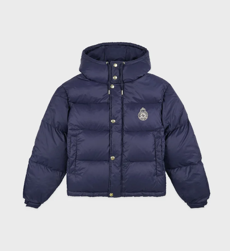 Belted women's cashmere coats in soft pastels for a luxurious feelCrown Puffer Jacket - Navy Belted women's cashmere coats in soft pastels for a luxurious feelCrown Puffer Jacket - Navy
