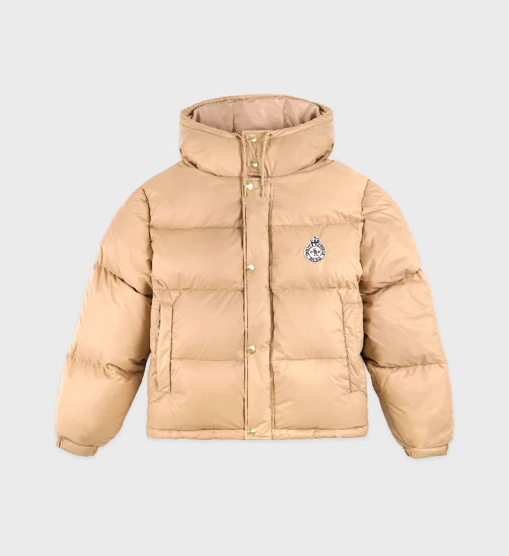Petite women's wool blend coats with a tailored fit for a flattering silhouetteCrown Puffer Jacket - Beige Petite women's wool blend coats with a tailored fit for a flattering silhouetteCrown Puffer Jacket - Beige
