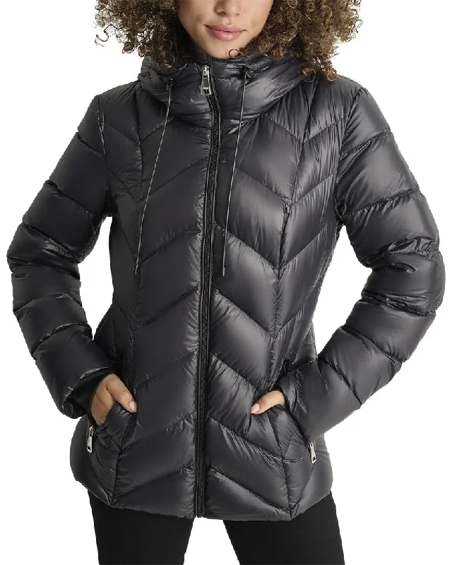 Women's cropped leather coats with silver studs for an edgy lookDKNY Short Down Filled Packable Coat Women's cropped leather coats with silver studs for an edgy lookDKNY Short Down Filled Packable Coat