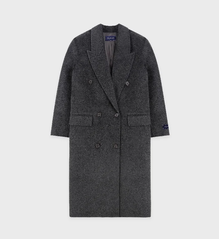 Women's long - sleeve wool coats in a houndstooth pattern for a classic charmDouble Faced DB Cashmere Coat - Anthracite Women's long - sleeve wool coats in a houndstooth pattern for a classic charmDouble Faced DB Cashmere Coat - Anthracite