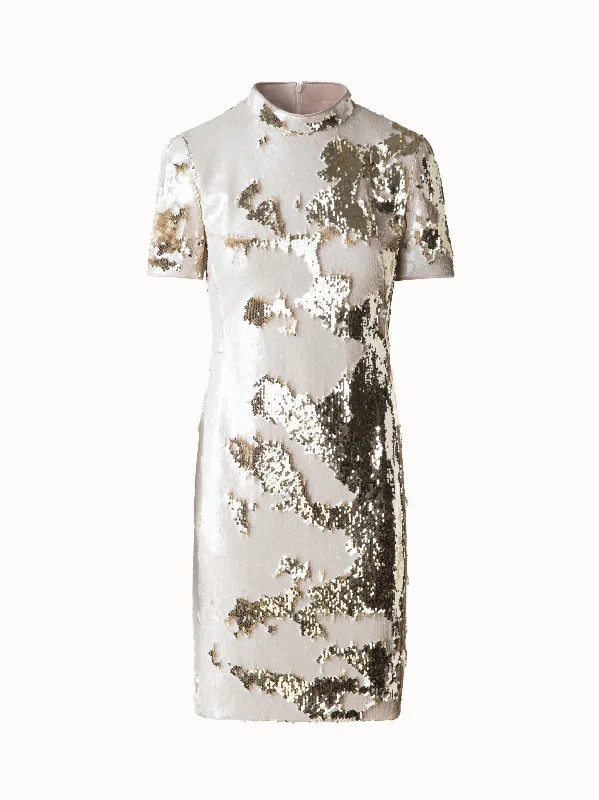 Women's moto jackets with a lace - up front for a unique and stylish touchDual Sequined Sheath Dress with Short Sleeves Women's moto jackets with a lace - up front for a unique and stylish touchDual Sequined Sheath Dress with Short Sleeves