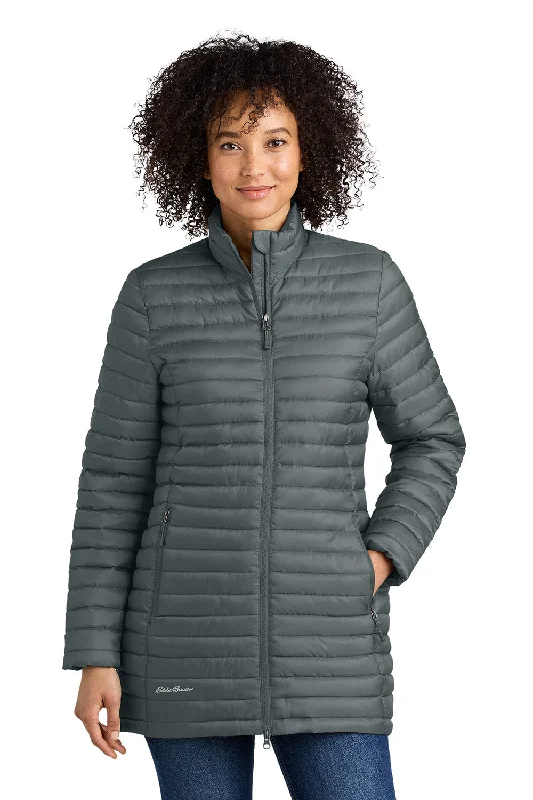 Women's long - line cardigan jackets in a soft knit for a cozy and elegant lookEddie Bauer Womens Packable Quilted Water Resistant Full Zip Jacket - Metal Grey - New