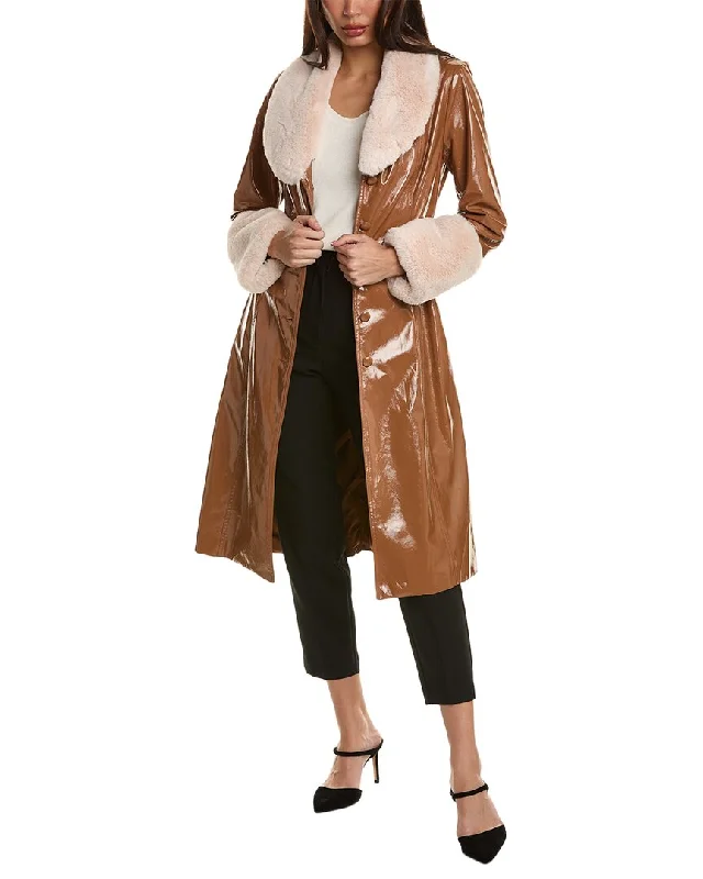 Shearling - lined women's leather coats for ultimate warmth and luxuryElie Tahari Vegan Liquid Leather Coat Shearling - lined women's leather coats for ultimate warmth and luxuryElie Tahari Vegan Liquid Leather Coat