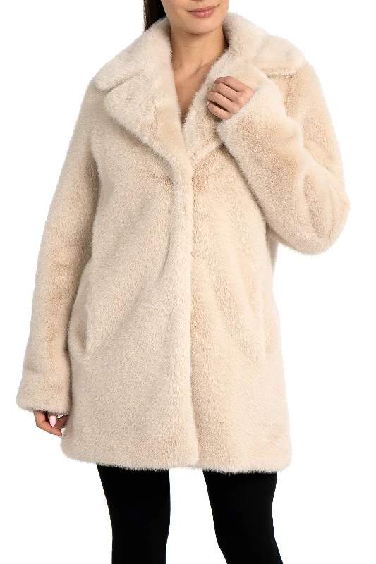 Plus size women's wool blend coats for a warm and stylish winterElsa Faux Fur Coat