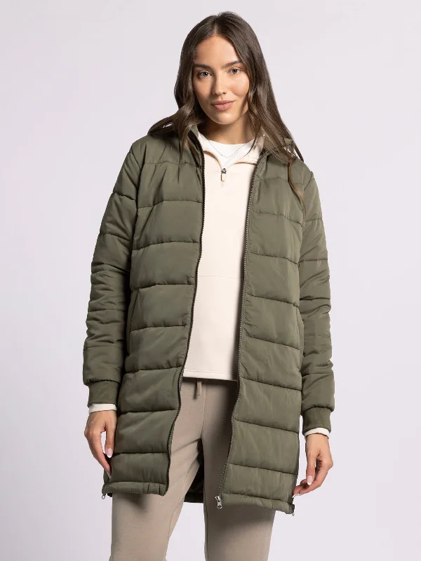 Quilted down women's coats with removable hoods for outdoor activitiesEMBER JACKET