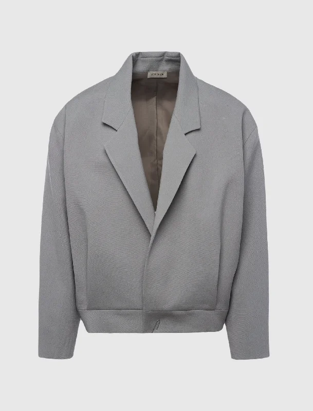 Women's cropped leather coats with silver studs for an edgy lookNOTCH LAPEL JACKET